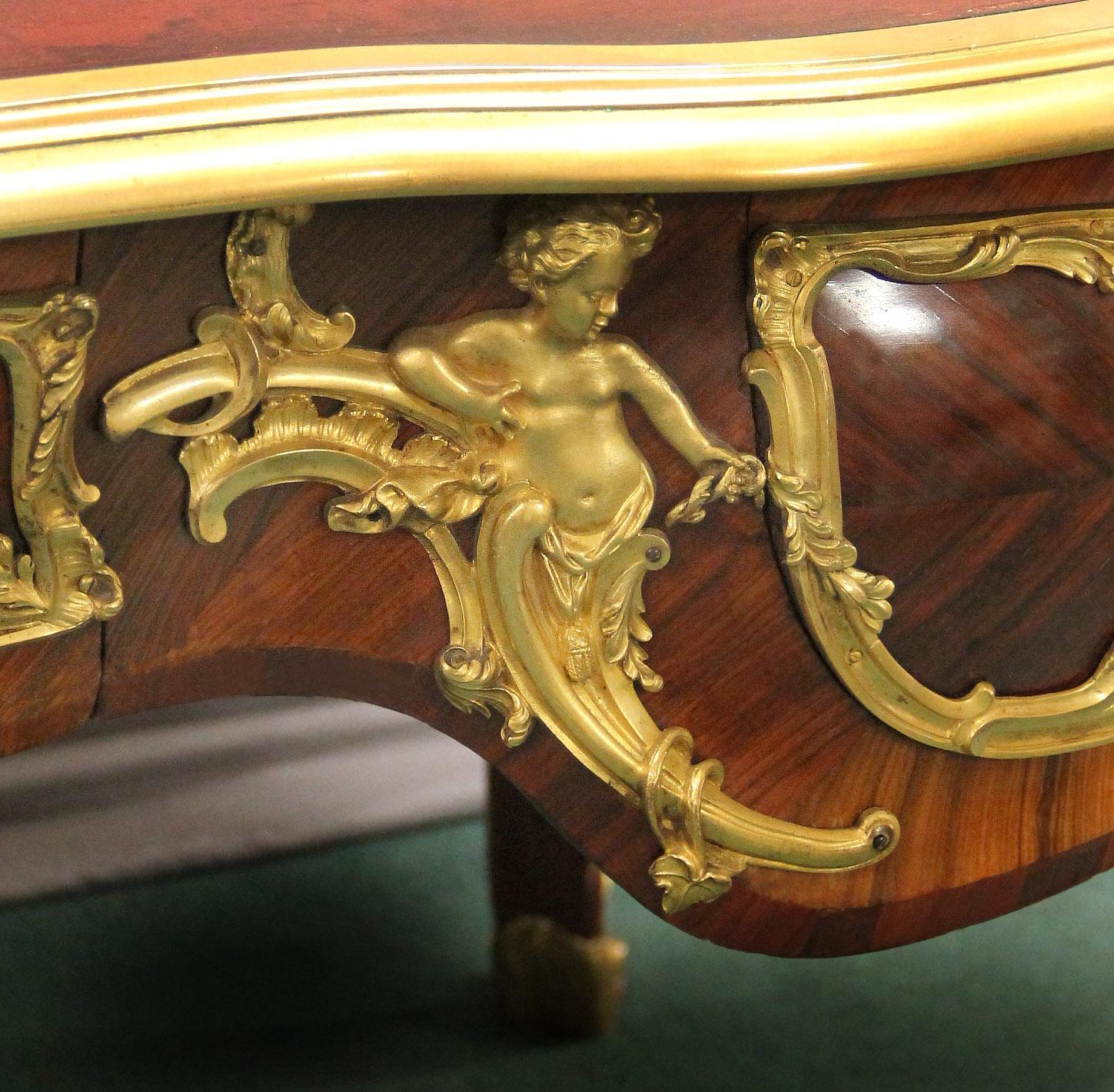 Rare Late 19th Century Gilt Bronze Mounted Bureau Plat Attributed to Zwiener In Good Condition For Sale In New York, NY
