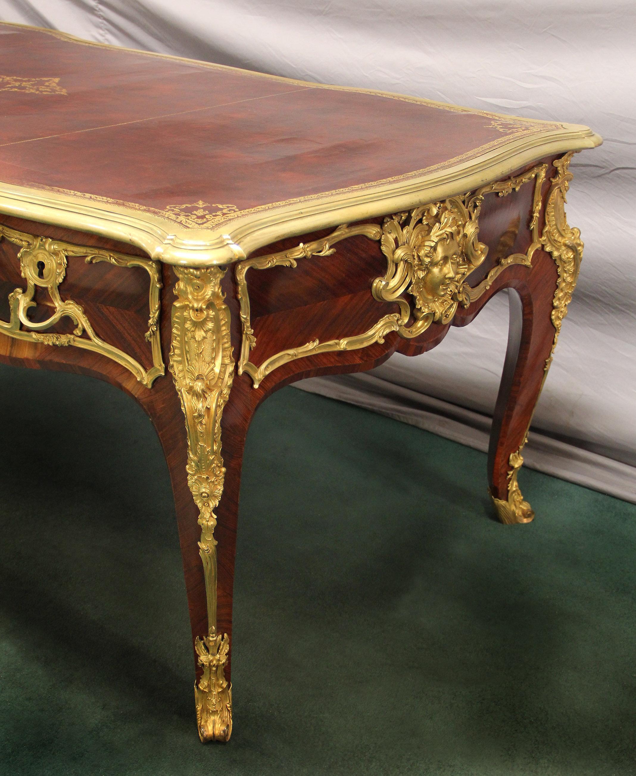 Rare Late 19th Century Gilt Bronze Mounted Bureau Plat Attributed to Zwiener For Sale 1