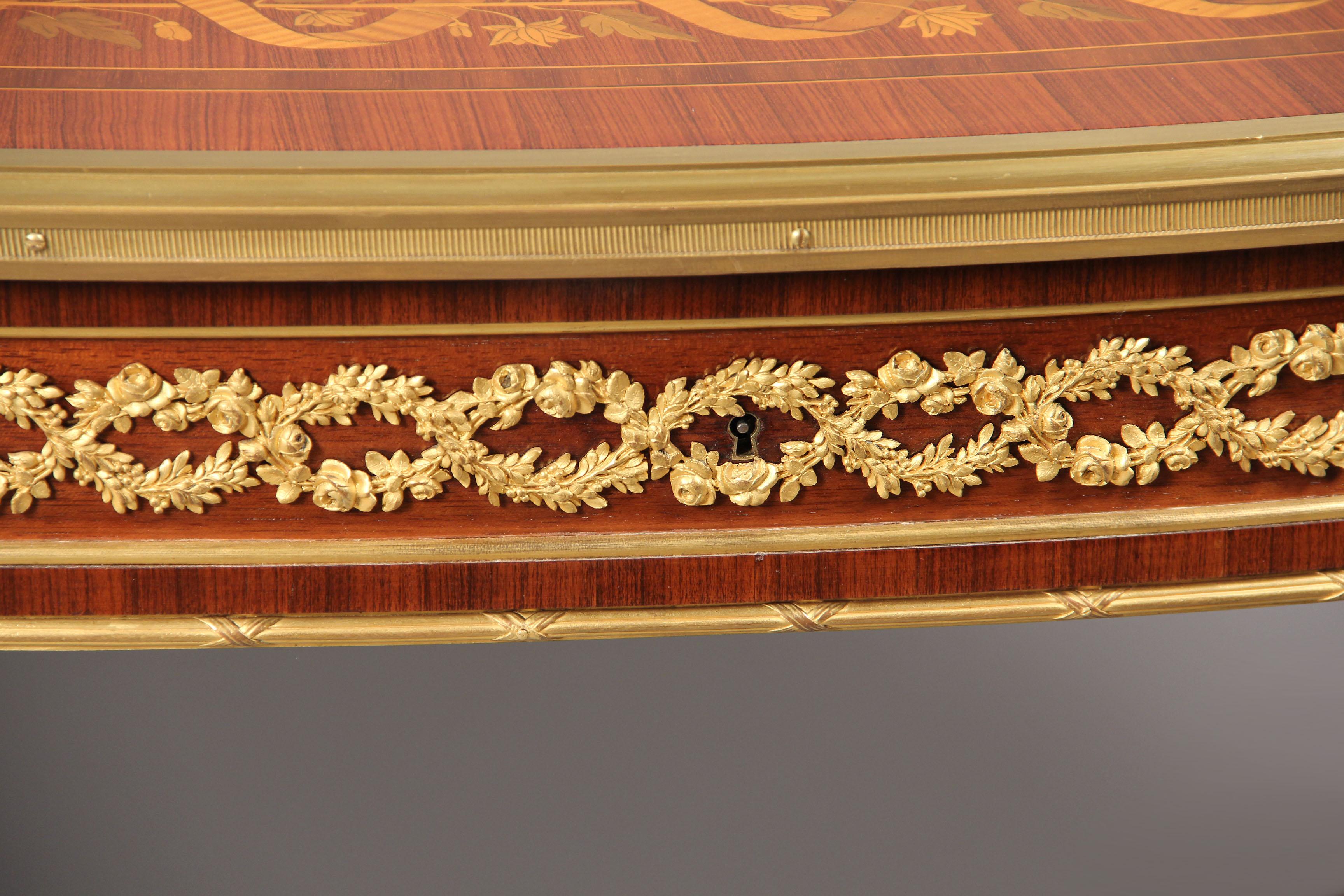 Ormolu Rare Late 19th Century Inlaid Marquetry Center Table by François Linke For Sale