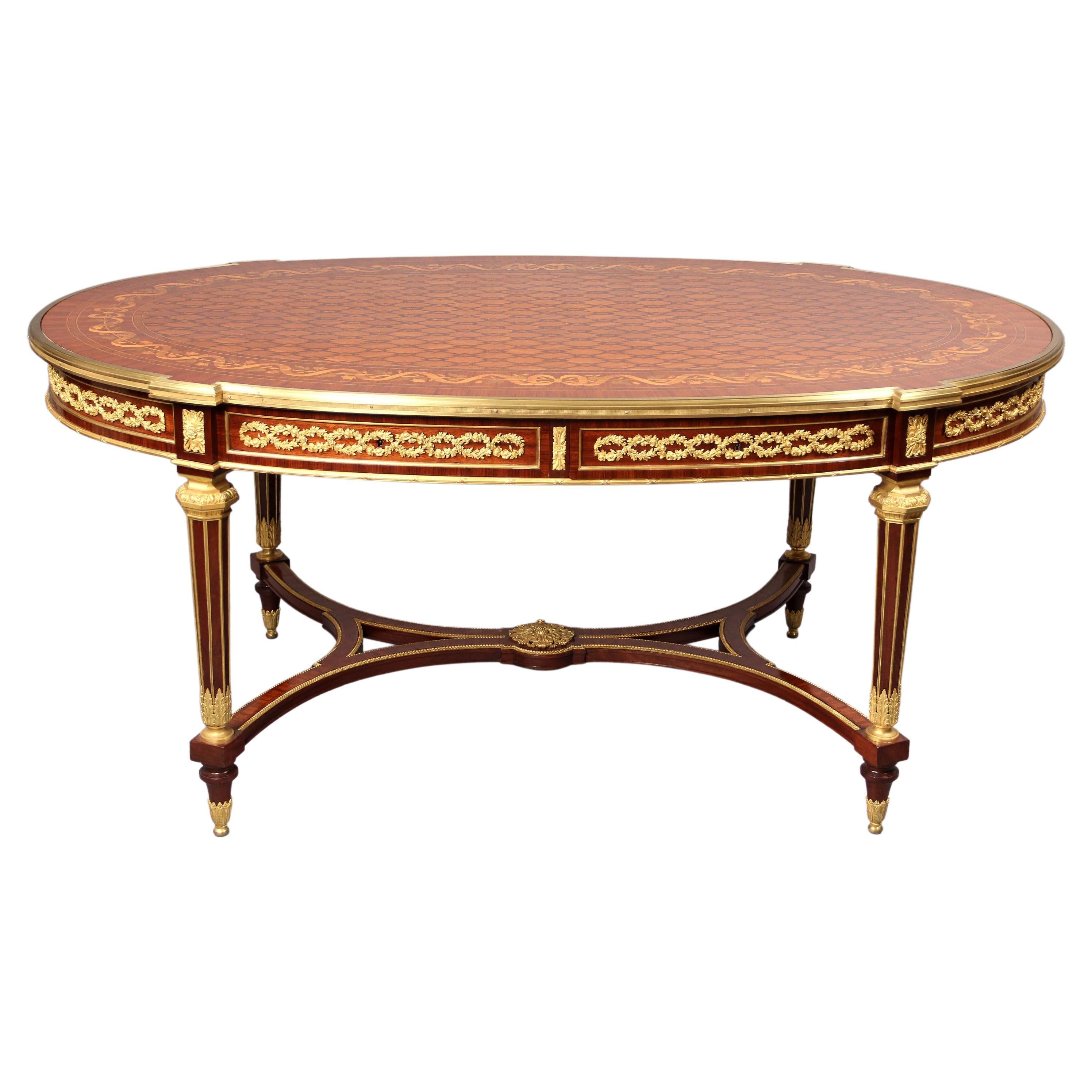 Rare Late 19th Century Inlaid Marquetry Center Table by François Linke