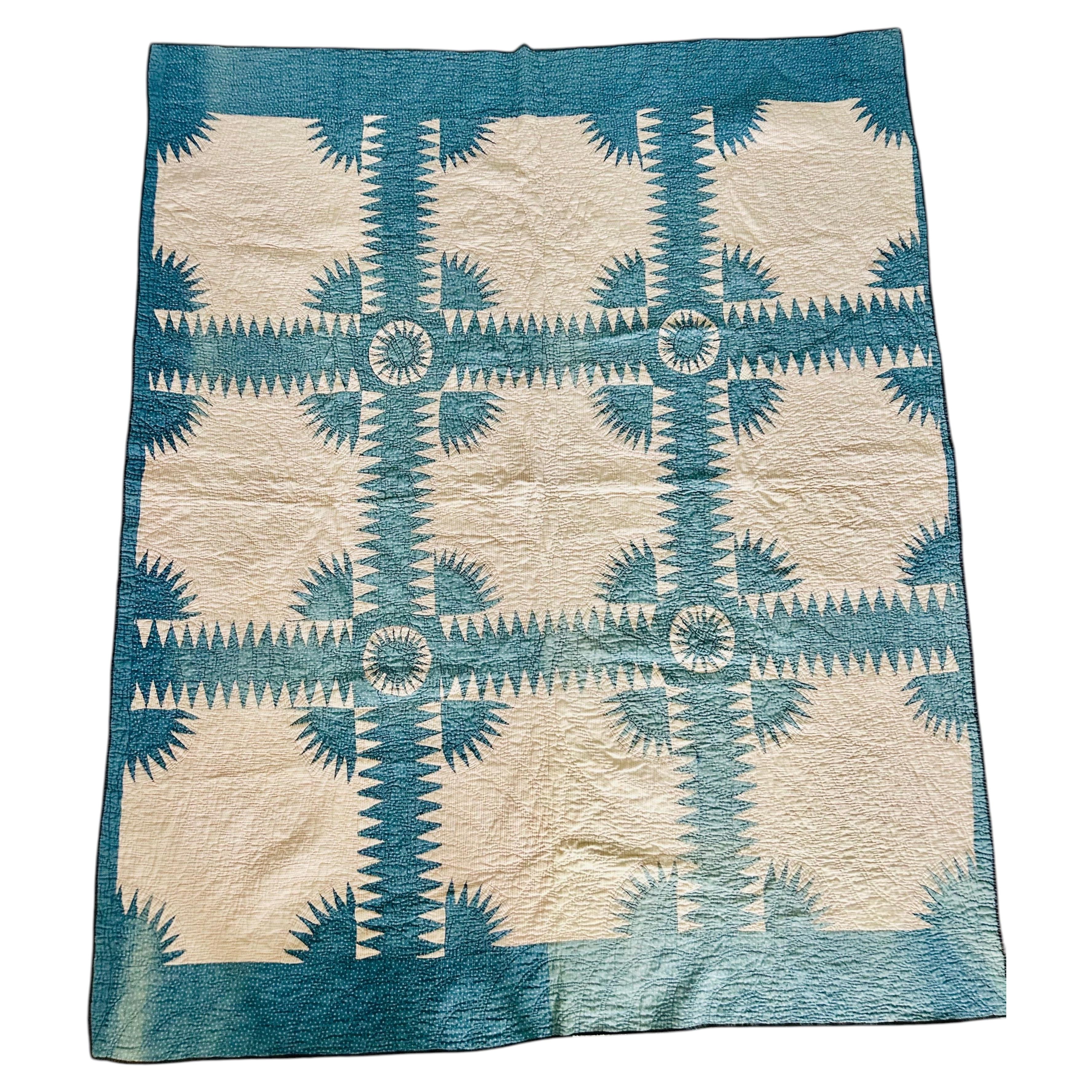 Rare Late 19th Century New York Beauty Quilt, Hand Quilted
