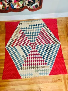 Rare Late 19th Century Optical Diamond Quilt, c. 1890–1910