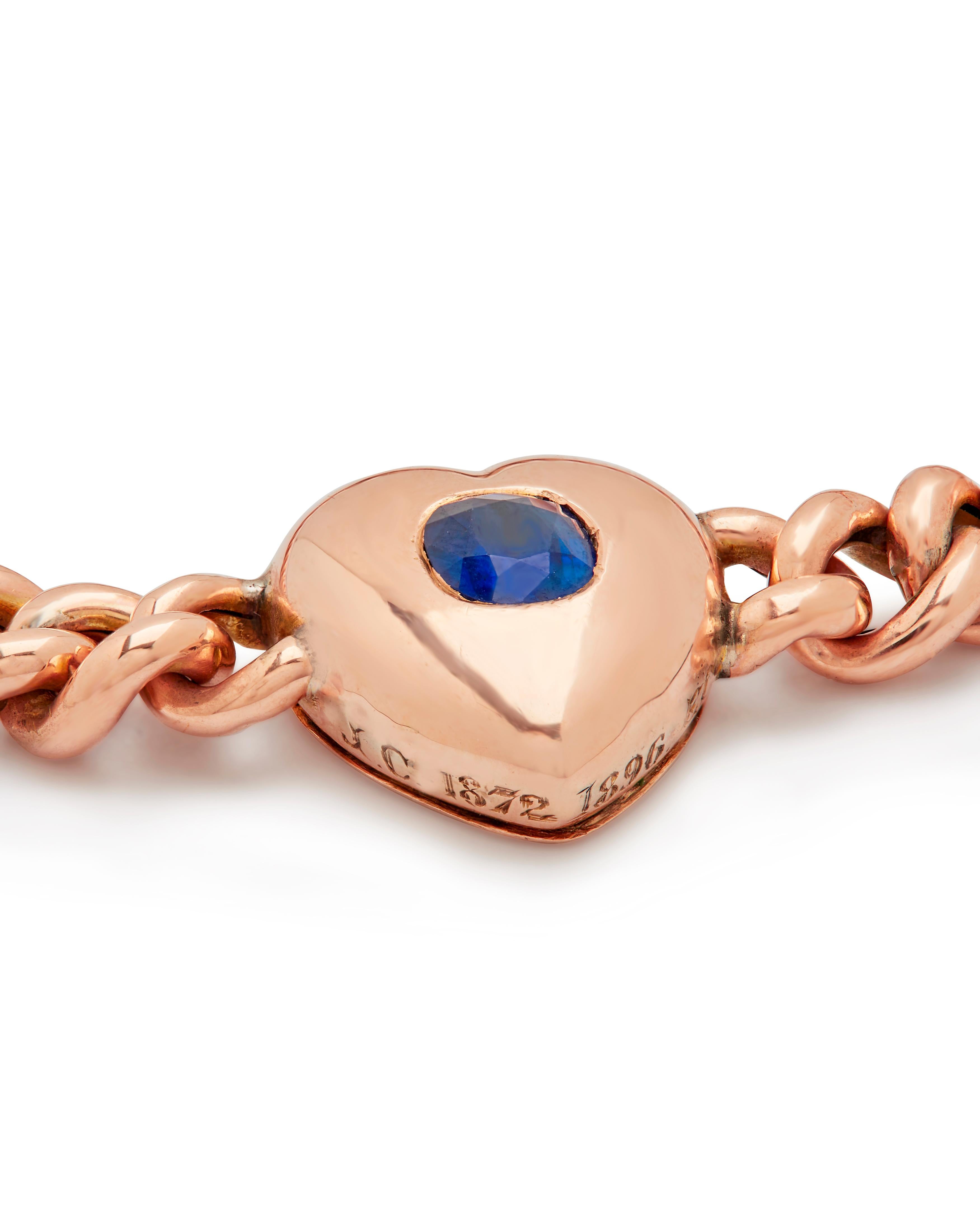 Raro brazalete de oro engastado con zafiros de finales del siglo XIX. Victoriano en venta