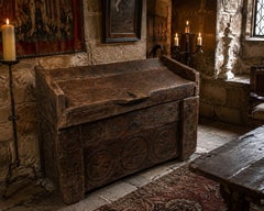 Rare Late Gothic Carved Oak Bench Coffer (Stollentruhe) Ca.1480