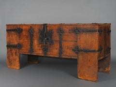 Rare Late Medieval 16th Century German Wrought Iron Oak Chest