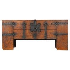 Rare Late Medieval 16th Century German Wrought Iron Oak Chest