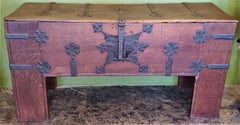 Rare (Late Medieval) 16th Century German Wrought Iron Oak Chest or Stollentruhe