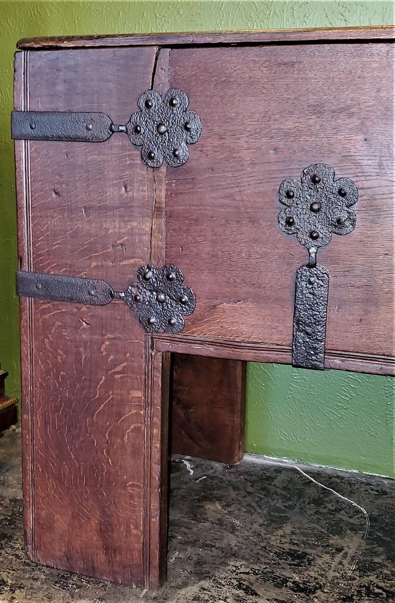 Hand-Crafted Rare Late Medieval 16th Century German Wrought Iron Oak Chest or Stollentruhe For Sale