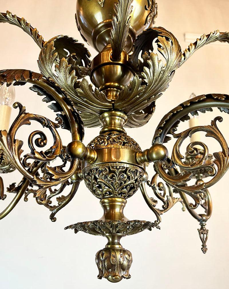 American Rare Late Victorian 1890s Combination Gas Electric Chandelier For Sale