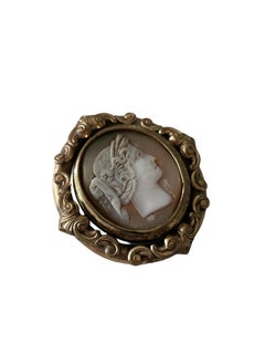 Rare Late-Victorian 360° Spinning Cameo Locket Brooch with Ornate Scrollwork