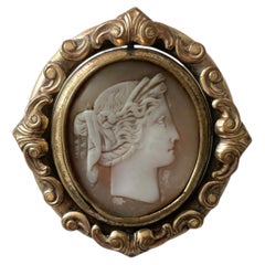 Rare Late-Victorian 360° Spinning Cameo Locket Brooch with Ornate Scrollwork