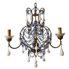 Rare Lavender and White Opaline French Chandelier