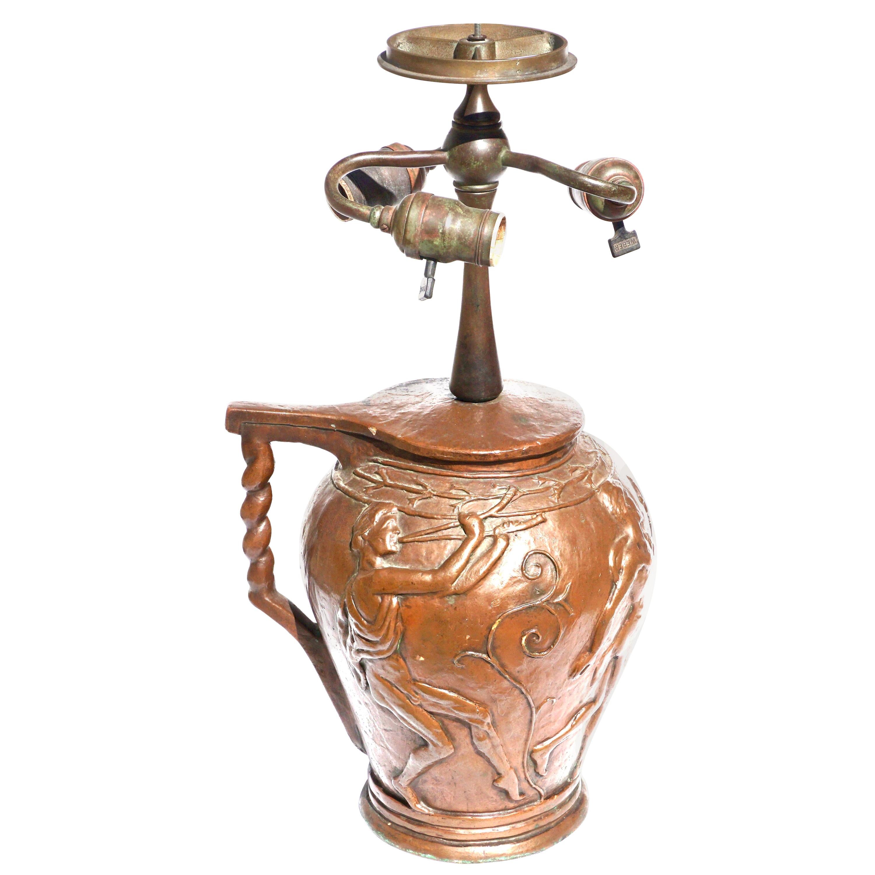 Rare L.C.T. Tiffany Studios Bronze Pottery Lamp Base