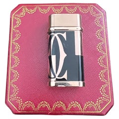 Rare “Le Must the Cartier” Paris Logotype 18k Pink Gold & Black Lacquer Lighter