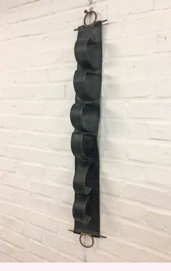 Rare Leather and Brass Magazine Rack Attributed to Jacques Adnet, circa 1950