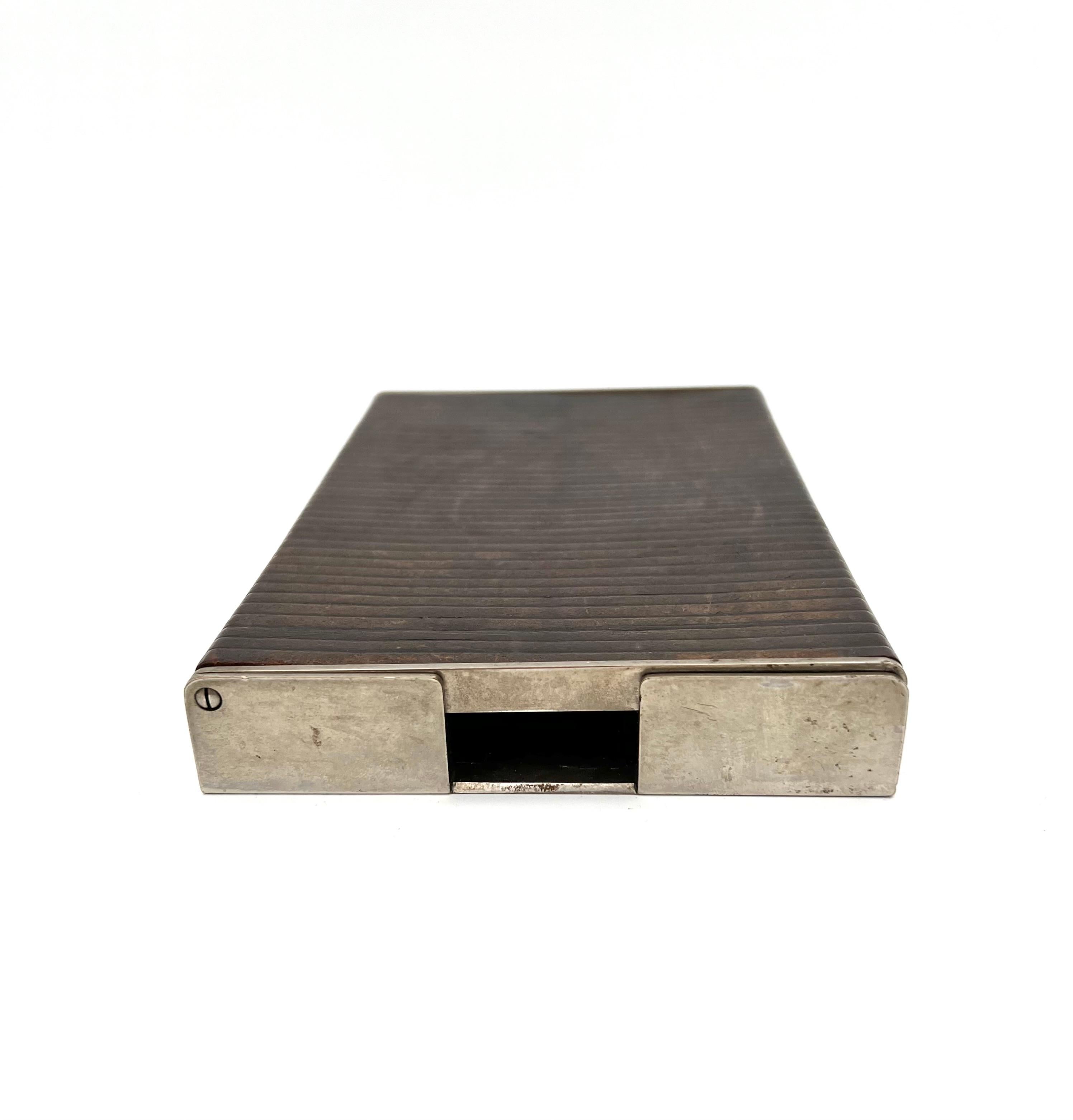 Rare Leather and Chrome Art Deco Auböck Cigar Box, 1930s 4