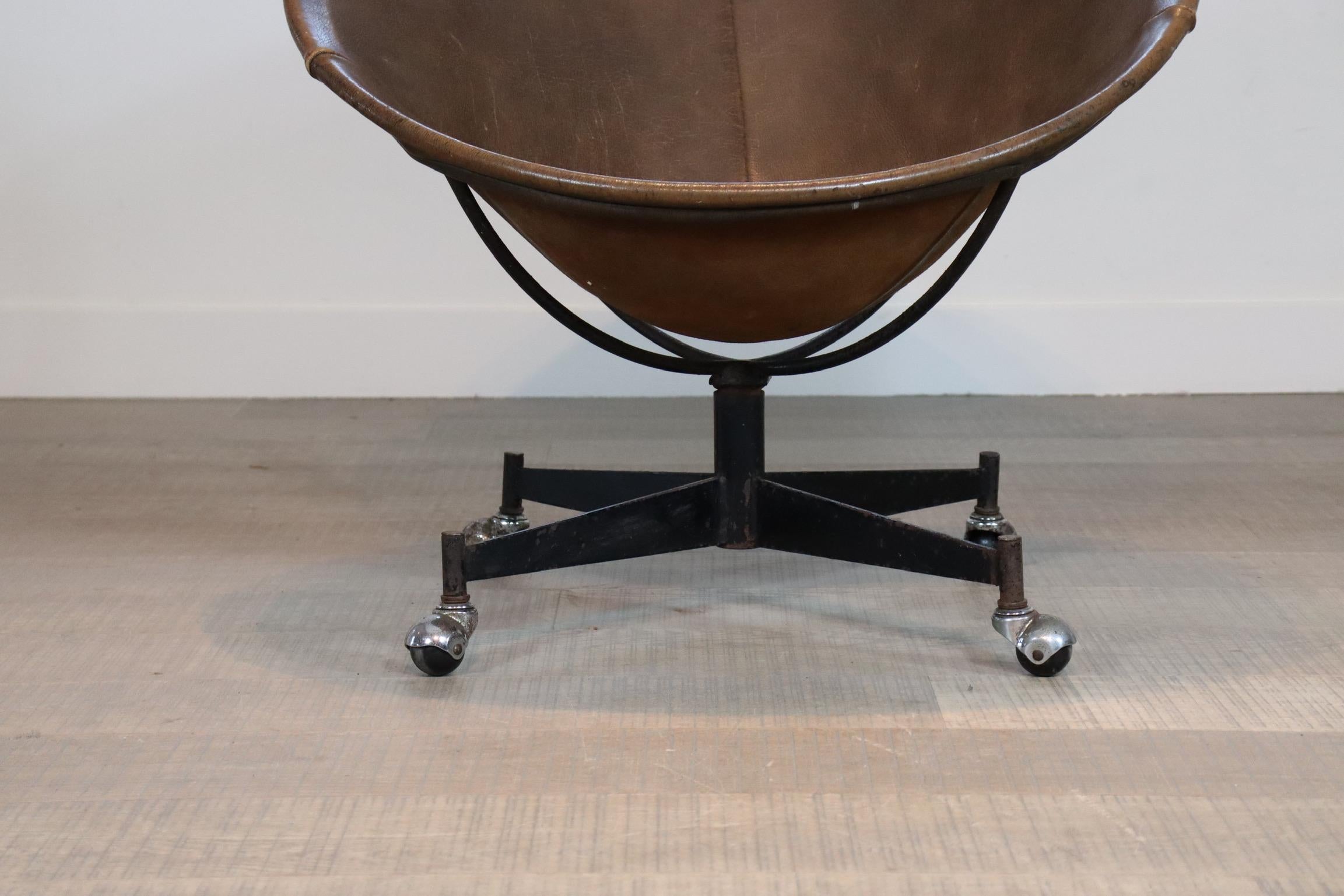 Rare Leather Bucket Chair by William Katavolos for Leathercrafter, 1970s 6