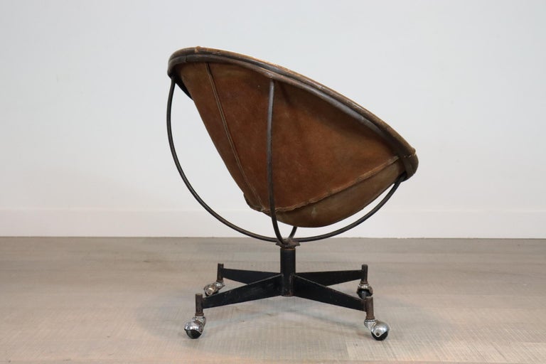 Mid-20th Century Rare Leather Bucket Chair by William Katavolos for Leathercrafter, 1970s