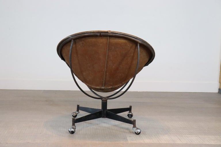Rare Leather Bucket Chair by William Katavolos for Leathercrafter, 1970s 1