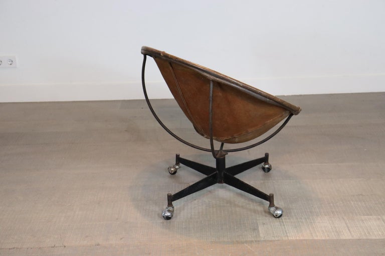 Rare Leather Bucket Chair by William Katavolos for Leathercrafter, 1970s 2