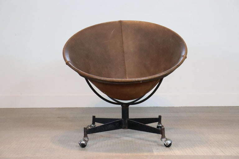 Rare Leather Bucket Chair by William Katavolos for Leathercrafter, 1970s 4