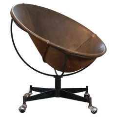 Rare Leather Bucket Chair by William Katavolos for Leathercrafter, 1970s