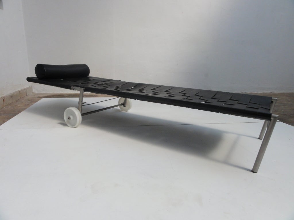 Metal Rare Leather Chaise Lounge by Fabiaan van Severen Belgium Numbered Edition 9/10