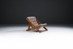 Rare leather Kon Tiki Folding lounge Chair by Gillis Lundgren for IKEA Sweden