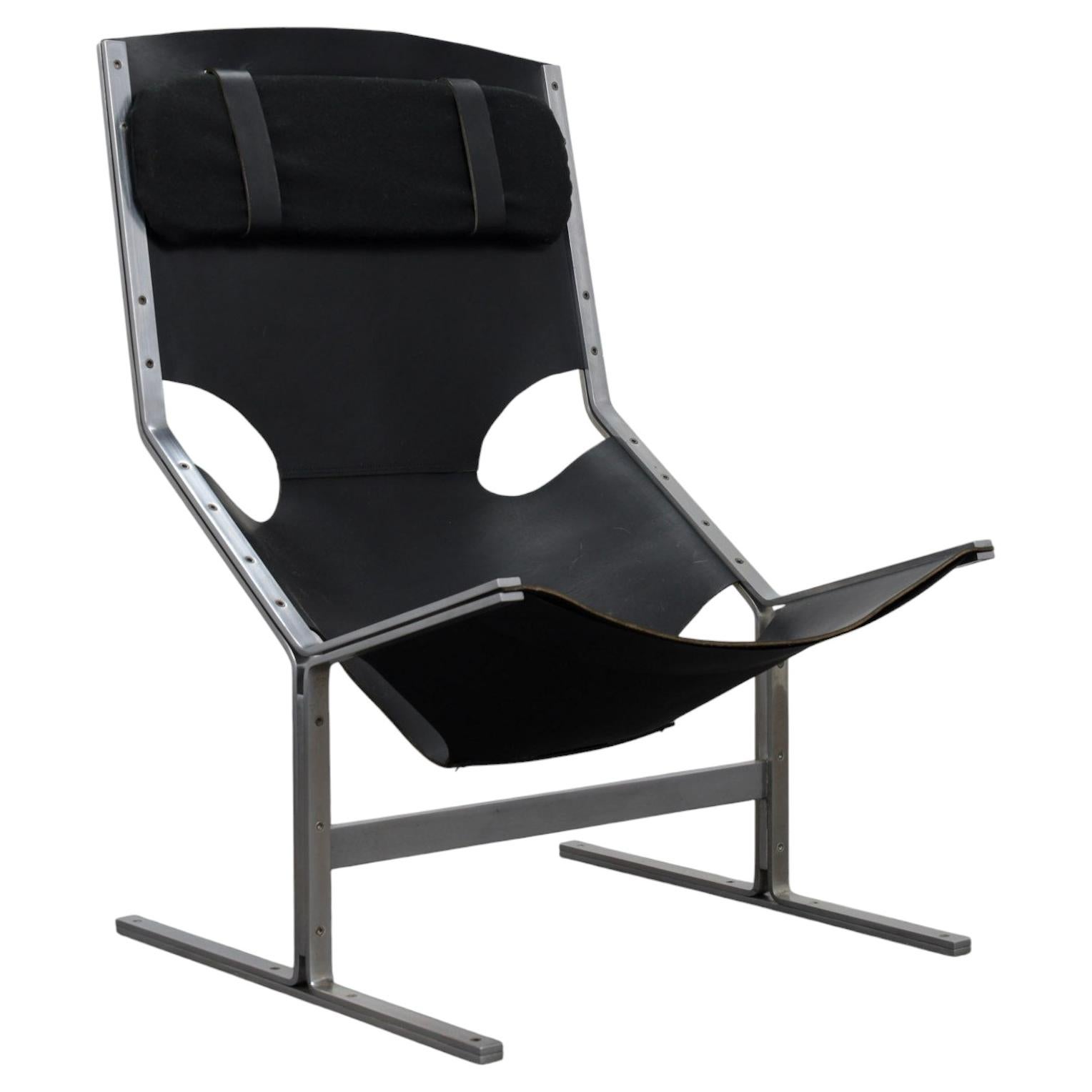 Fauteuil en cuir rare, créé par Pierre Thielen pour Metz & Co., Pays-Bas, années 1960 en vente