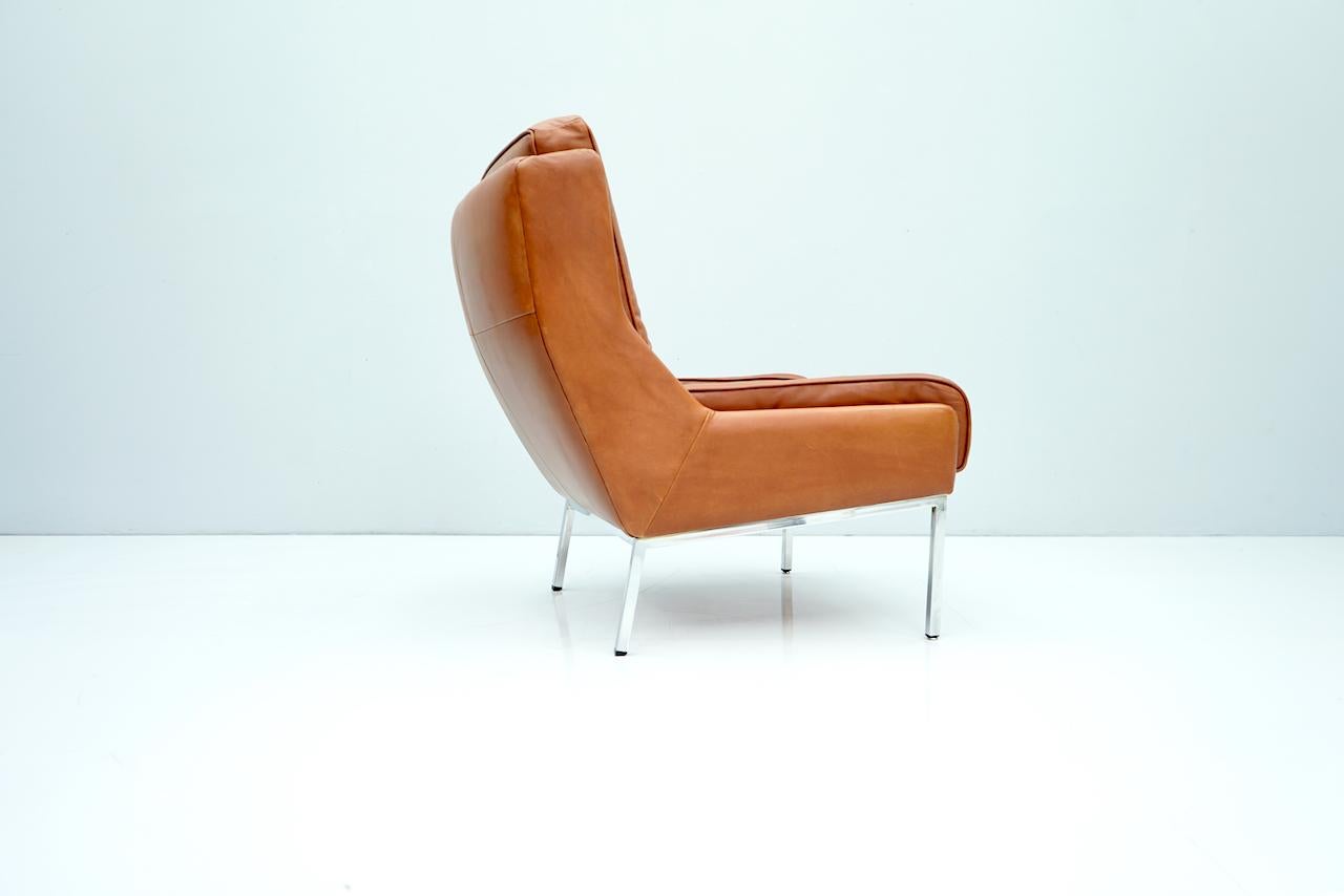 Rare Leather Lounge Chair by Roland Rainer, 1960s In Good Condition In Frankfurt / Dreieich, DE