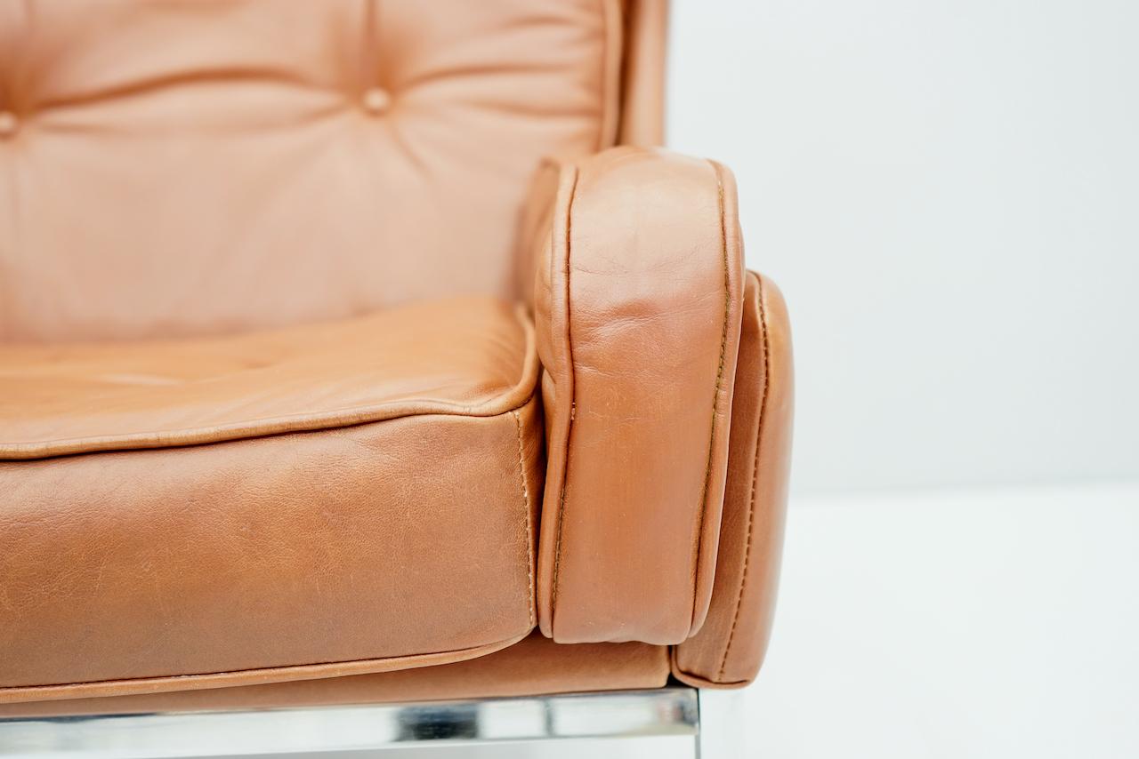 Rare Leather Lounge Chair by Roland Rainer, 1960s 1