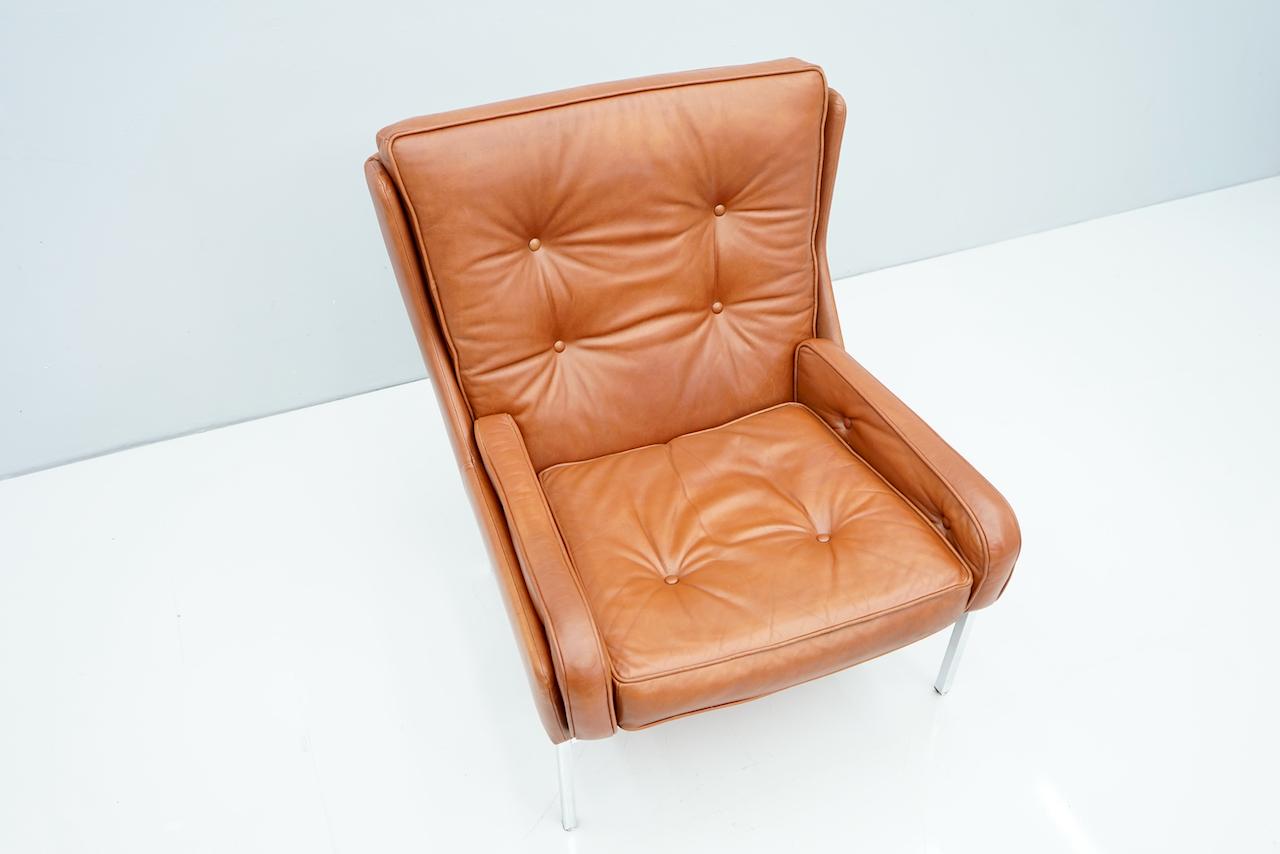 Rare Leather Lounge Chair by Roland Rainer, 1960s 2