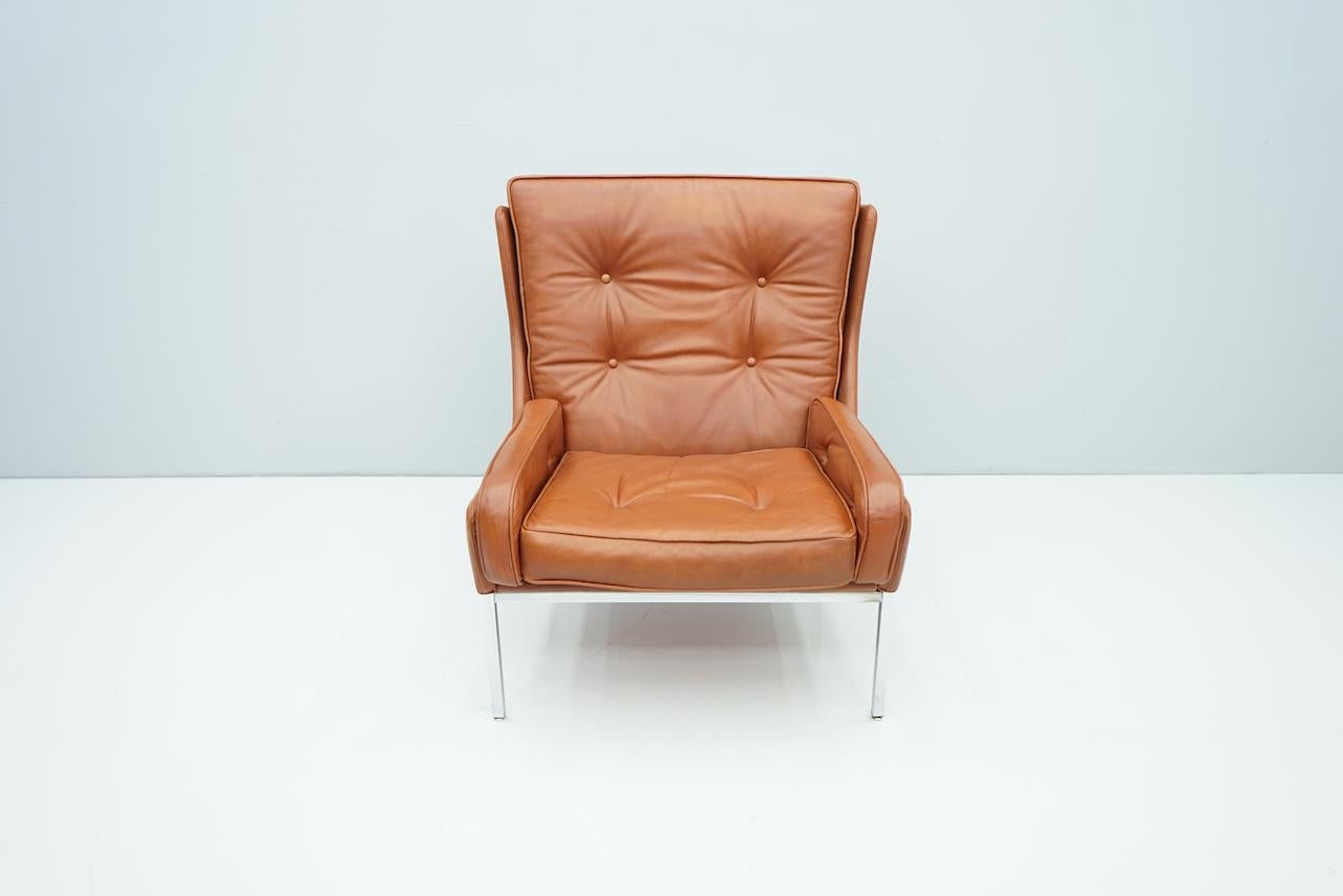 Rare Leather Lounge Chair by Roland Rainer, 1960s 3