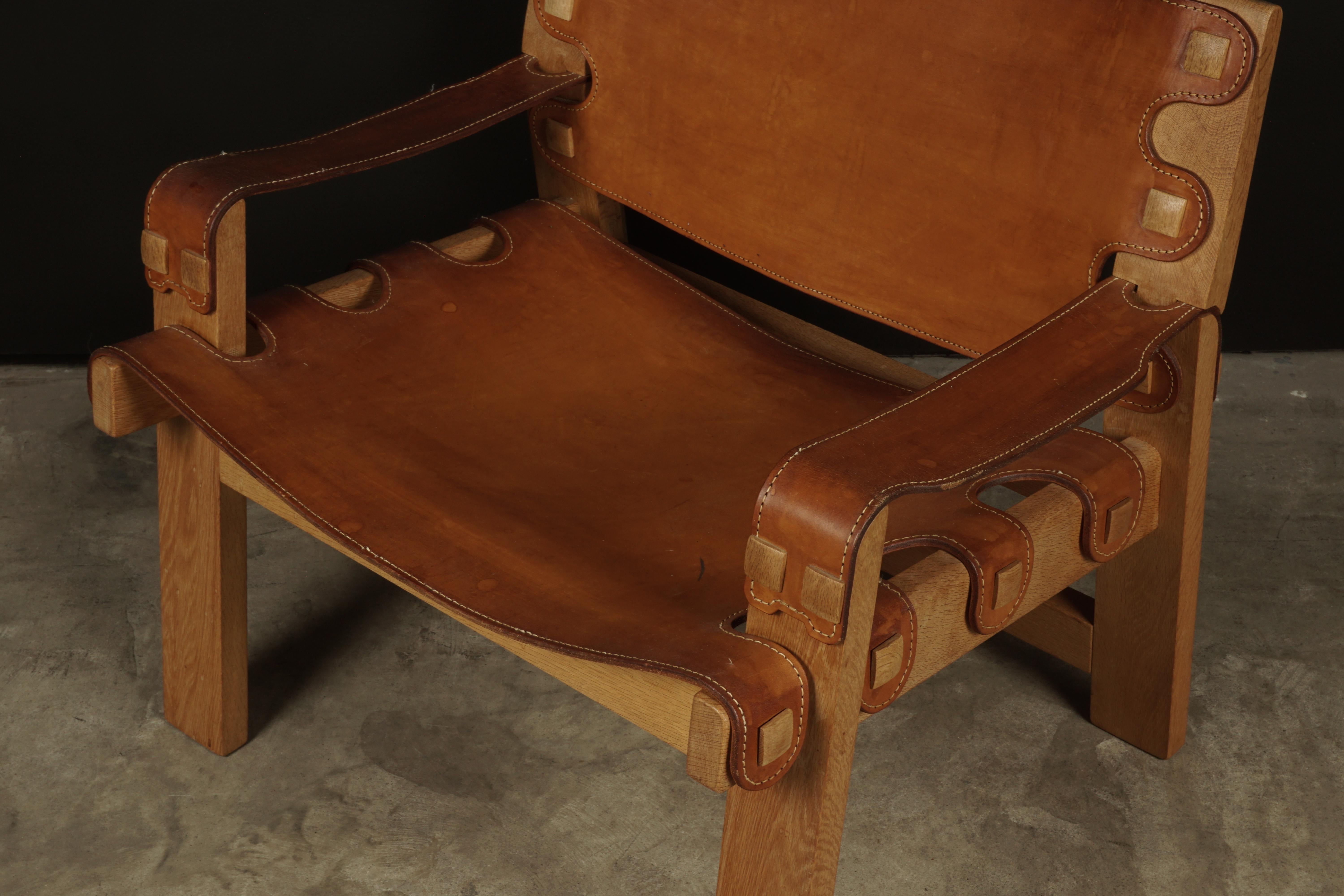 Rare Leather Lounge Chair from Denmark, circa 1970 In Good Condition In Nashville, TN
