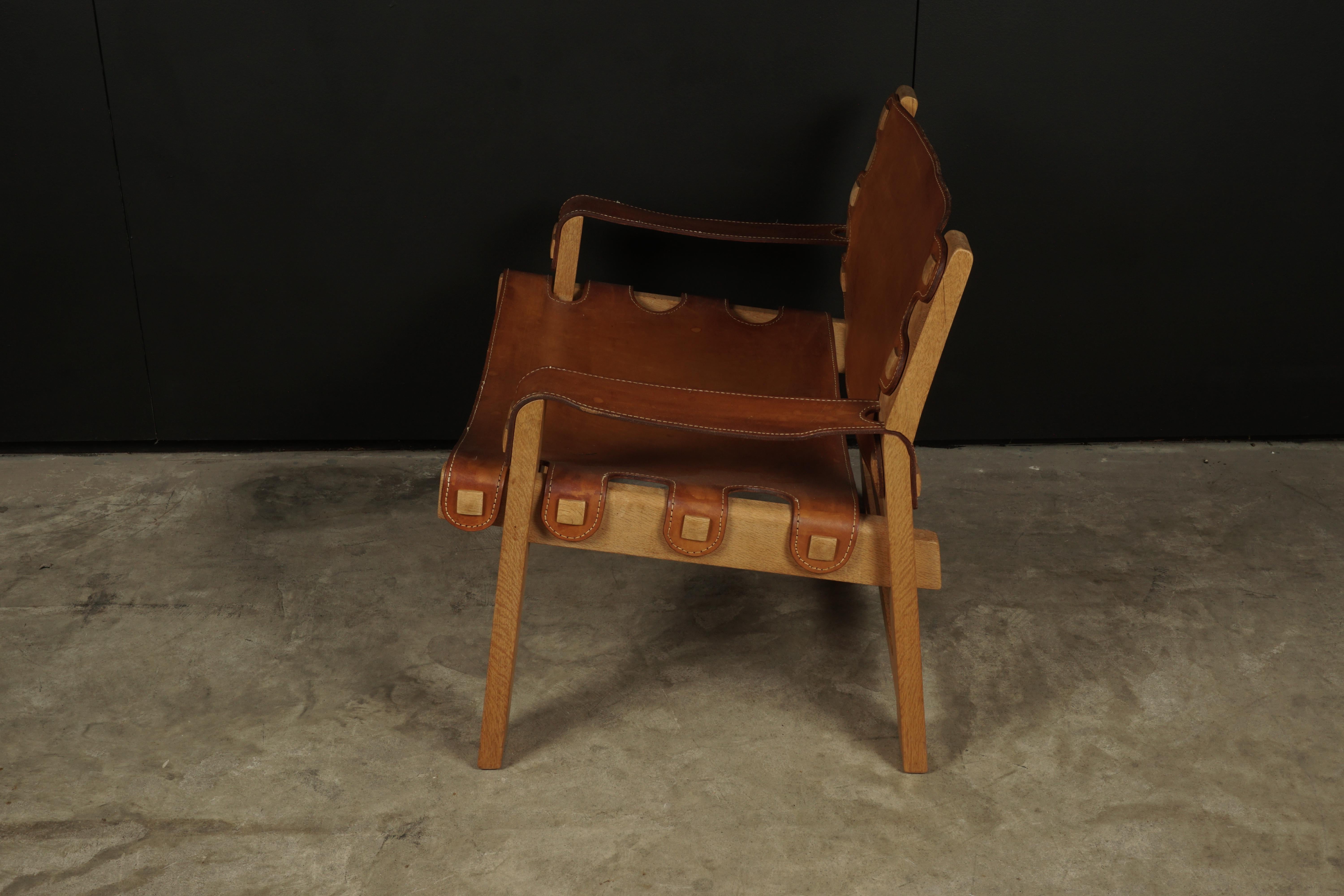 Late 20th Century Rare Leather Lounge Chair from Denmark, circa 1970