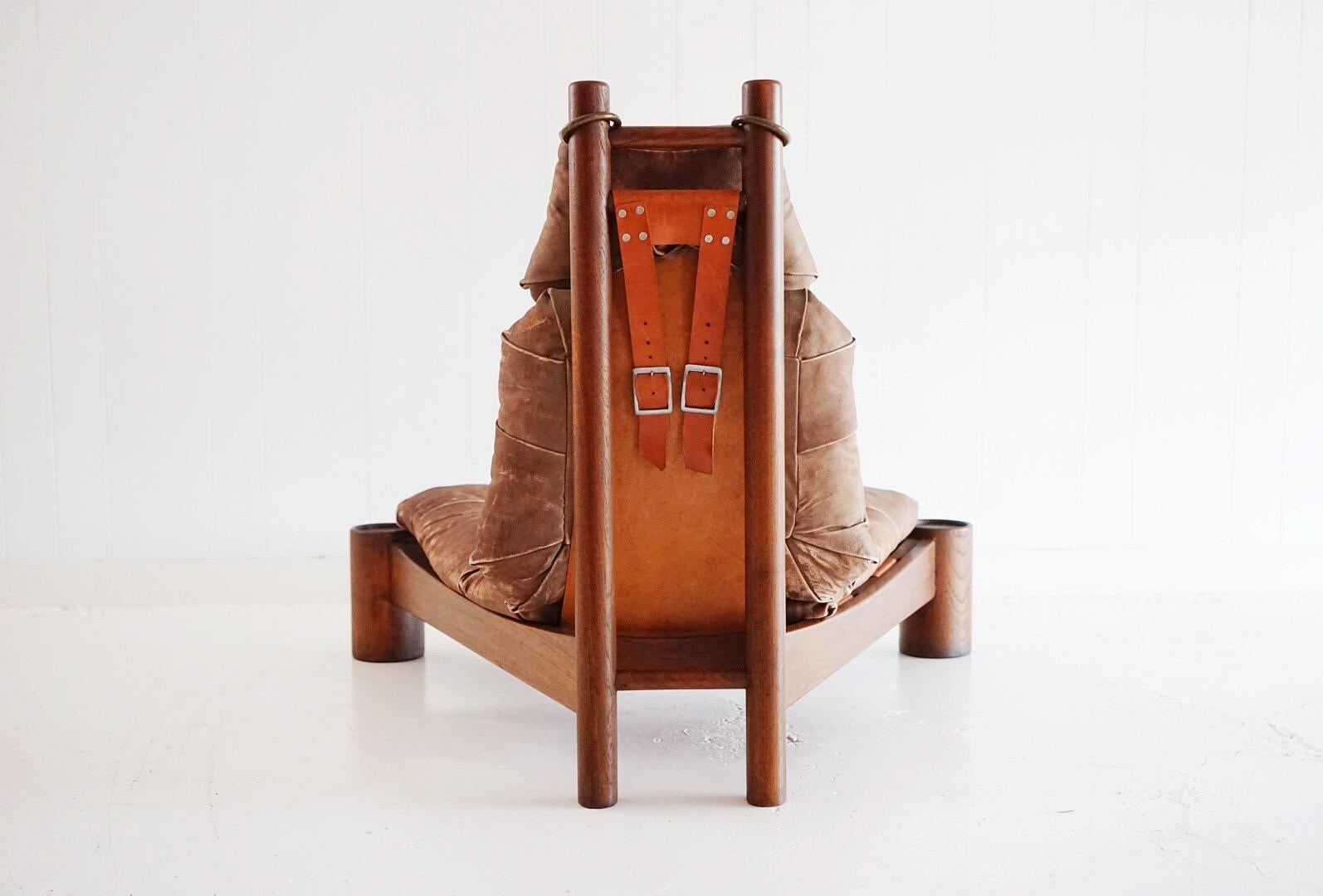 Rare Leather Lounge Chair in the Style of Charlotte Perriand 5