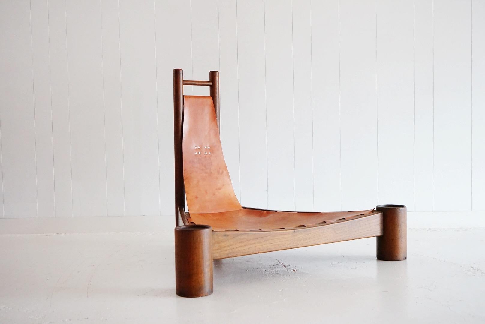 Rare Leather Lounge Chair in the Style of Charlotte Perriand 4