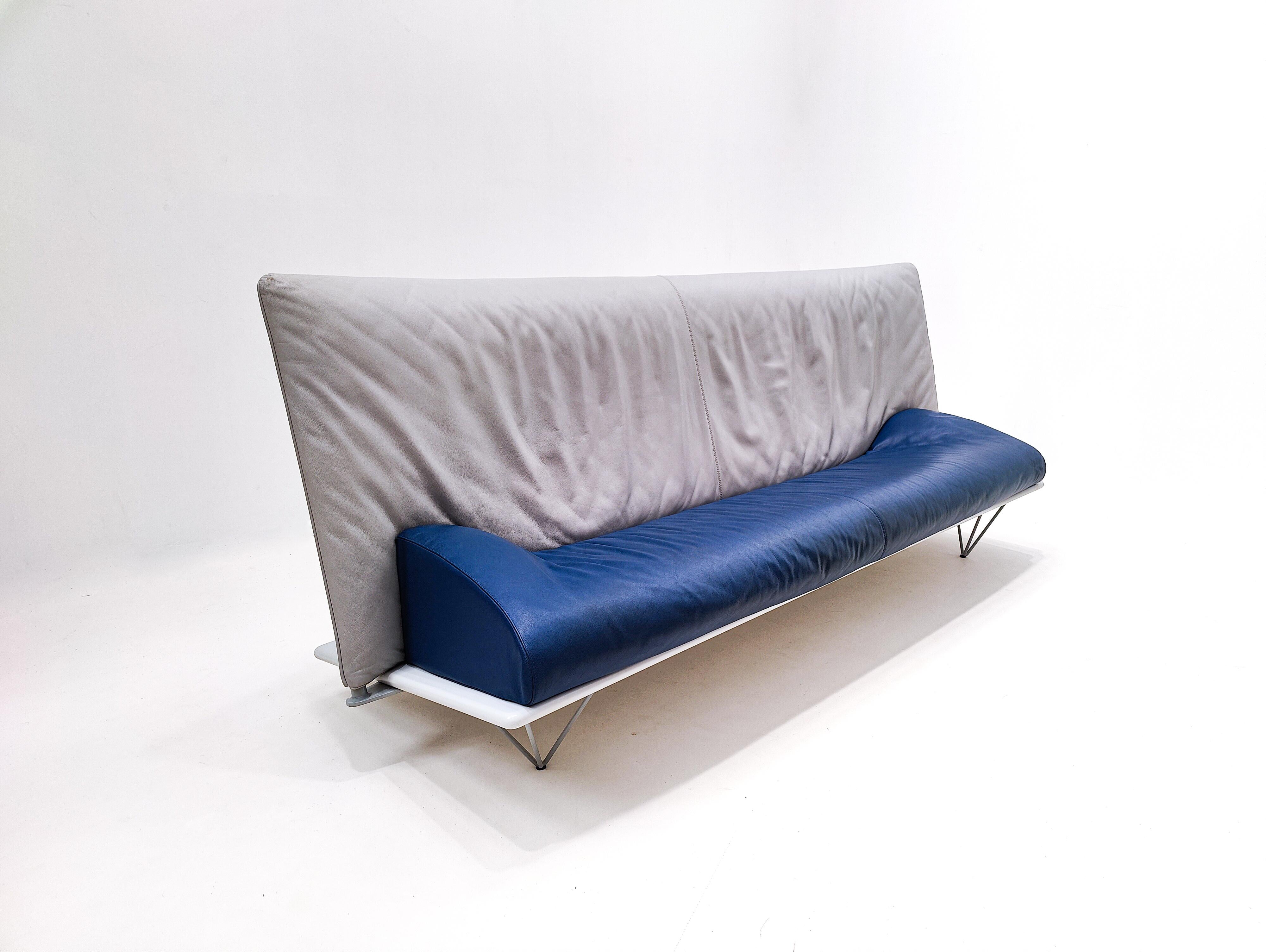 Rare leather “Squash” sofa by Paolo Deganello for Driade, Italy, 1980s.