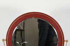 Rare Leather Table Mirror Attributed to Raphael Decorateur