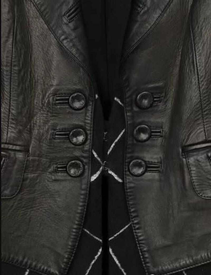 Black Rare Leather wool Coat Alexander McQueen F/W 2008 
