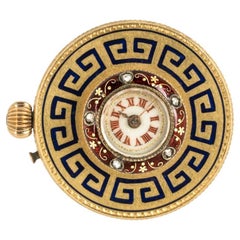 Seltene Schlüssellose LeCoultre-Zylinderuhr mit Gold-Emaille und Diamanten, ca. 1920er Jahre