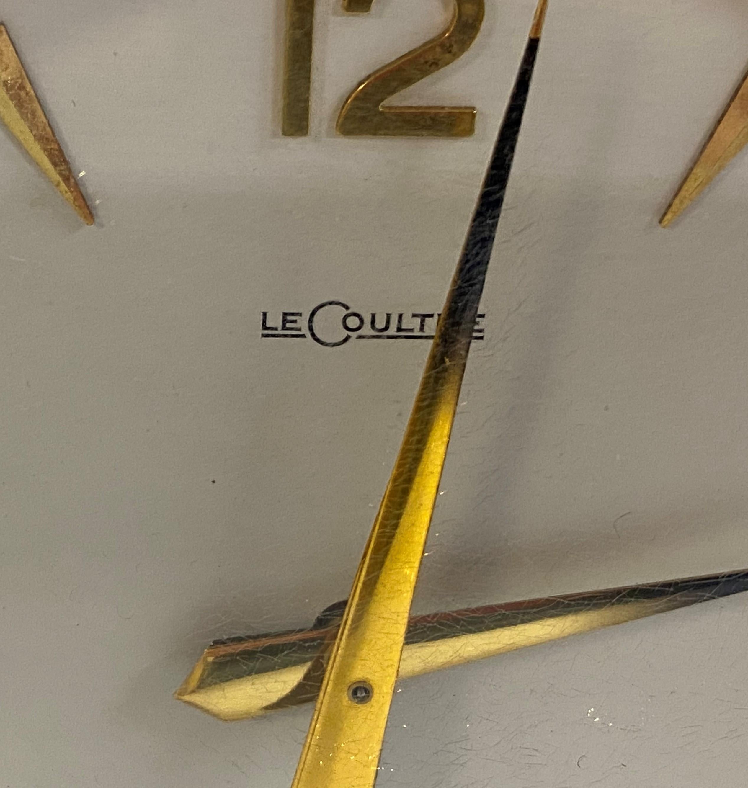 Rare Lecoultre White Marina Atmos Clock with Asian Style Panels 2