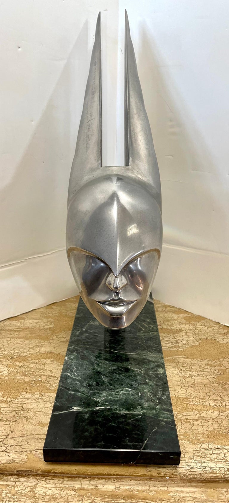 American Rare Lee Duran Modern Art Deco Siren Sculpture Chrome Goddess 1 of 5  For Sale