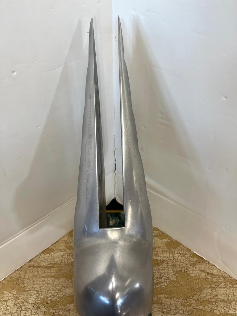 Aluminum Rare Lee Duran Modern Art Deco Siren Sculpture Chrome Goddess 1 of 5  For Sale
