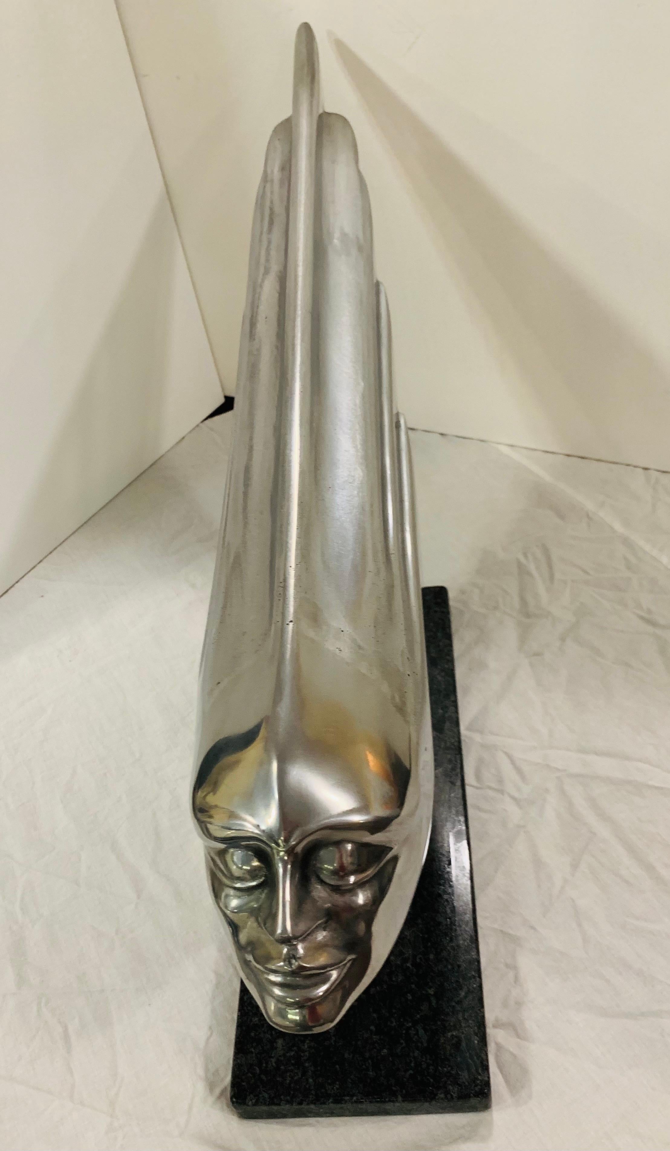 Rare Lee Duran Modern Art Deco Siren Sculpture Chrome Goddess Series 1 of 5 Made For Sale 12
