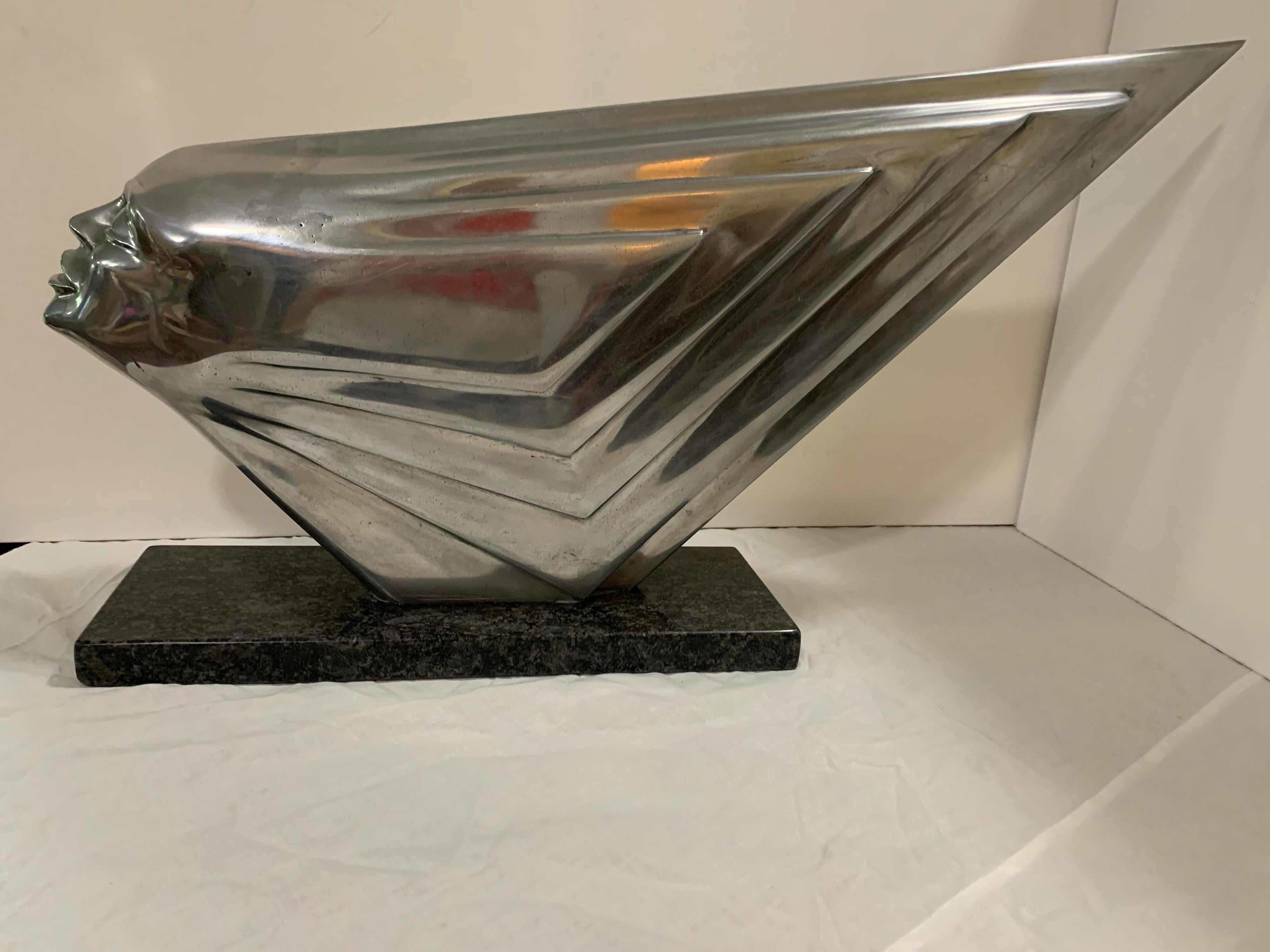 Rara scultura di sirena in stile Art Deco moderno di Lee Duran Serie Dea Cromata 1 di 5 realizzate in vendita 13