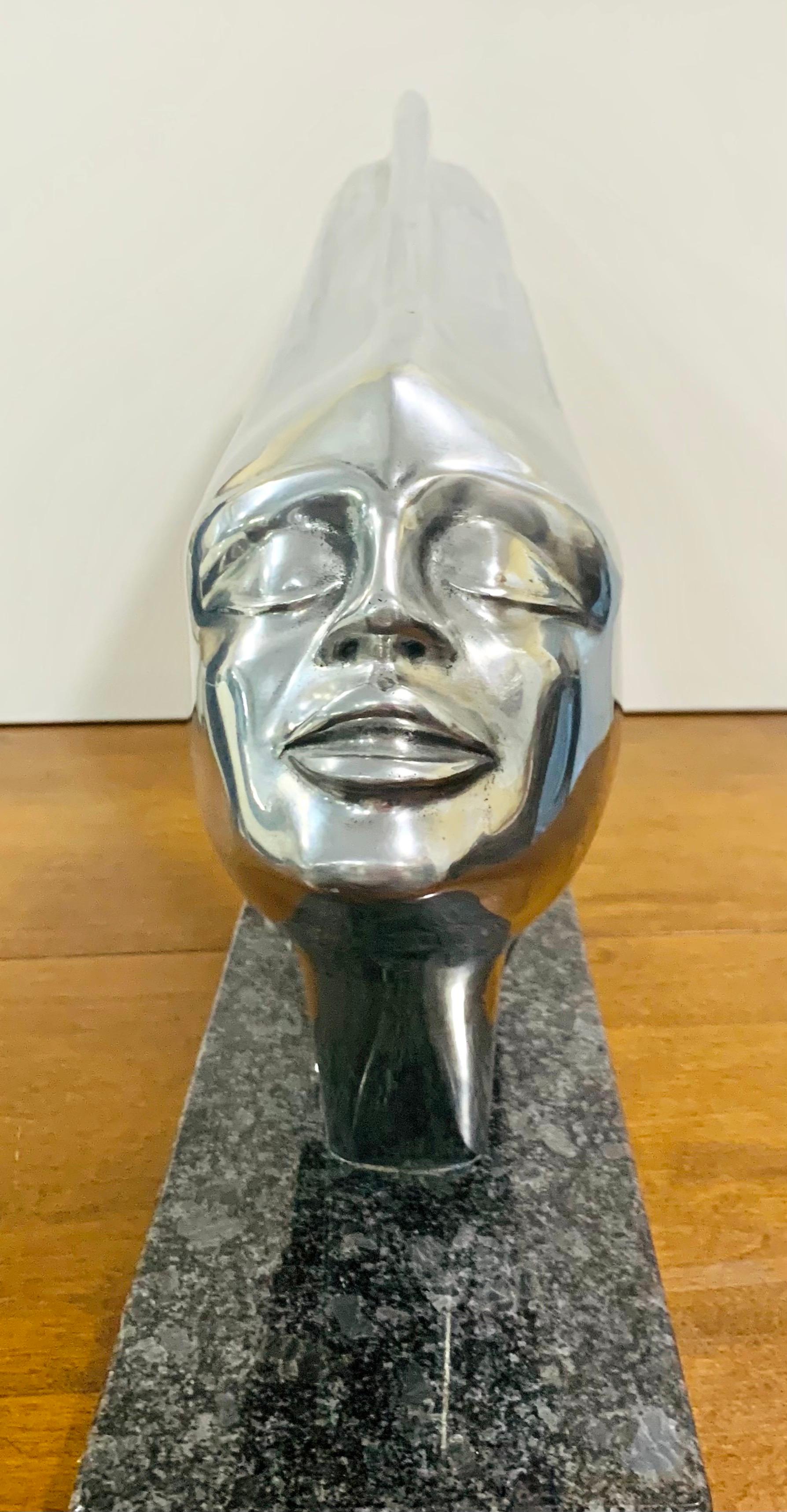 Contemporary Rare Lee Duran Modern Art Deco Siren Sculpture Chrome Goddess Series 1 of 5 Made For Sale