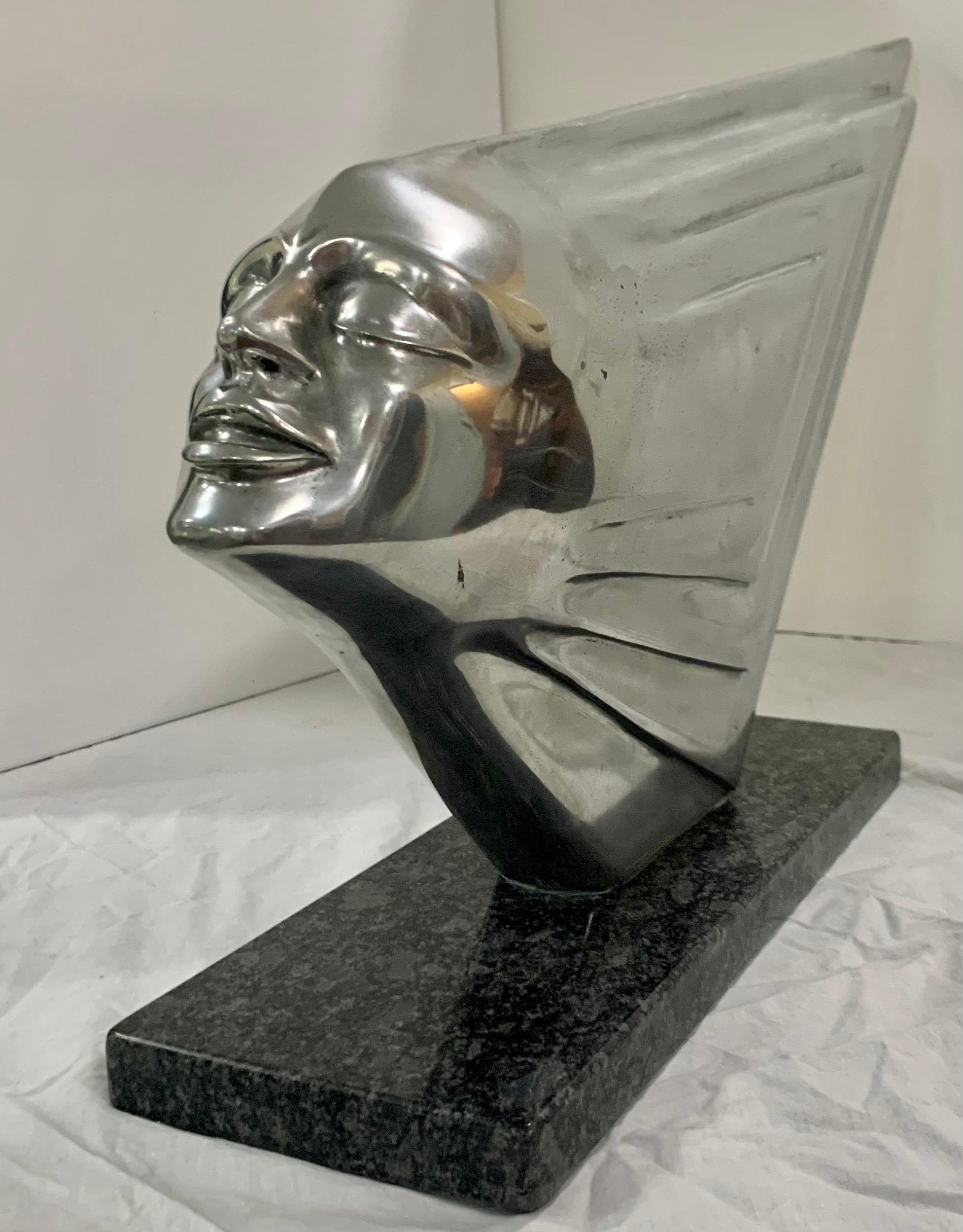 Rara scultura di sirena in stile Art Deco moderno di Lee Duran Serie Dea Cromata 1 di 5 realizzate in vendita 1
