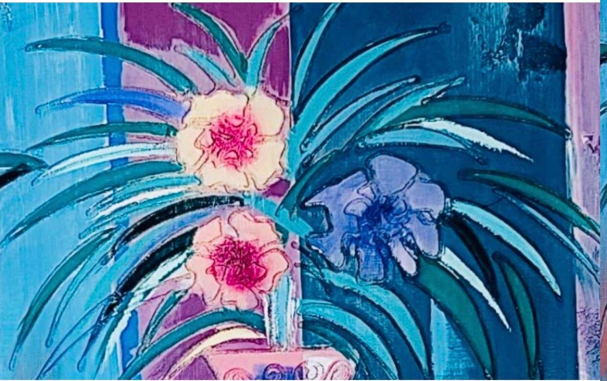 Peint Rare peinture à l'huile abstraite et florale moderne Vanguard de Lee Reynolds encadrée en vente