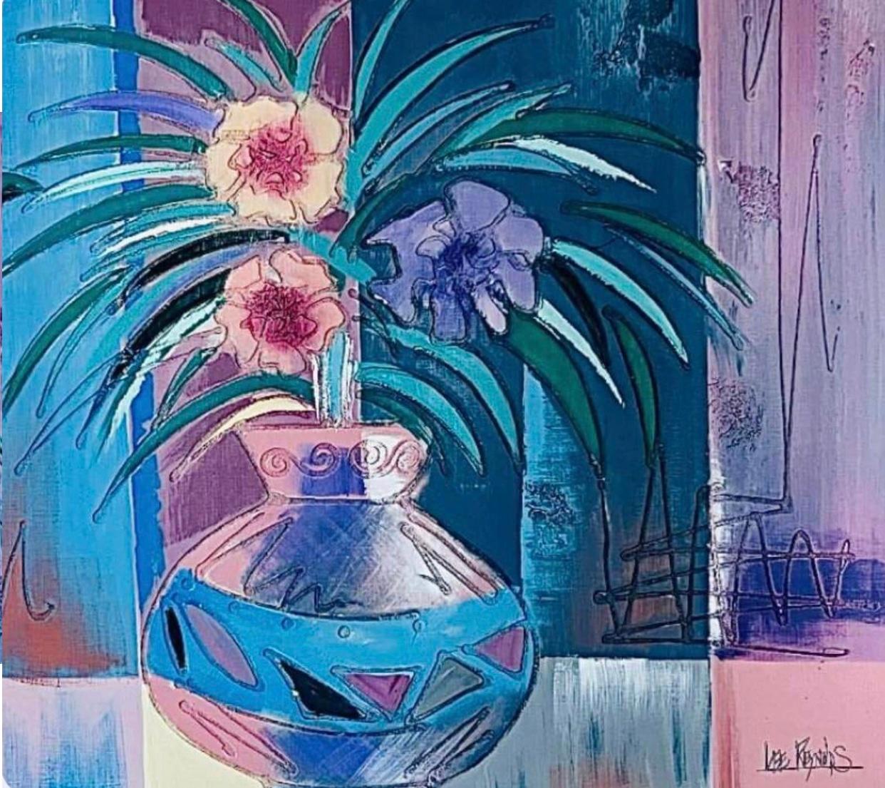 Rare peinture à l'huile abstraite et florale moderne Vanguard de Lee Reynolds encadrée Bon état - En vente à St.Petersburg, FL
